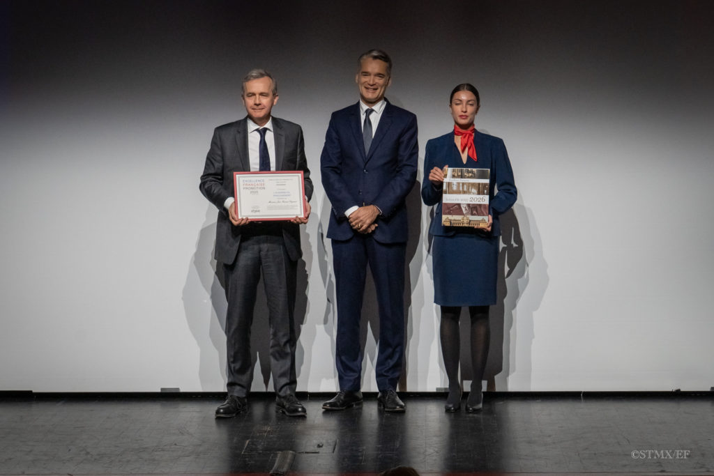 Philippe Gréciano, Vizepräsident der Deutsch-Französischen Hochschule, überreichte Preisträger Jean-François Gayraud (links) die Auszeichnung „Excellence Française“