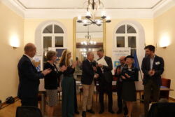 V. l. n. r.: Dominique Federici, Margarete Mehdorn, Ursula Maria Egyptien Gad, Maximilian Mehdorn, Philippe Gréciano, Christophe Paoli, Pascale Trimbach und Benjamin Kurc © Università di Corsica – Service Communication – Marie Andreani
